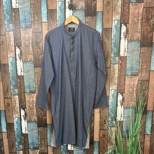 Men's Blue Long Sleeve denim long  top